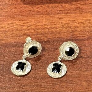 Tous Onyx Sterling silver dangling with bear motif earrings. NWOT